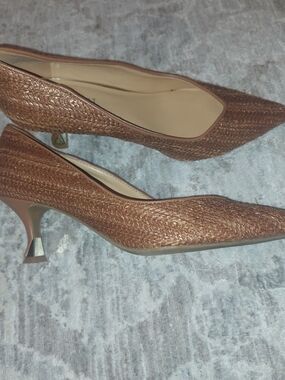 Nine West Woven Pointed-Toe Kitten Heel Pumps - Brown